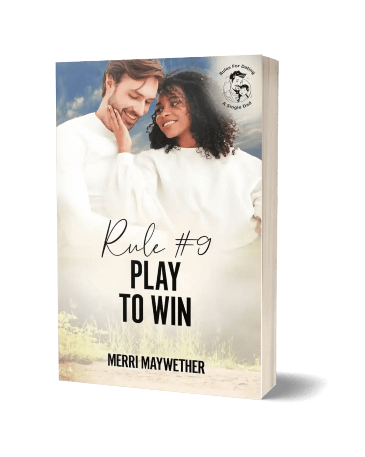 Book cover of 'Rule #9 Play to Win' by Merri Maywether featuring a smiling couple outdoors.