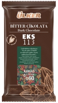 Ülker Bitter Kuvertür Çikolata (EKS 113) (%60 Kakao) 2,5 Kg