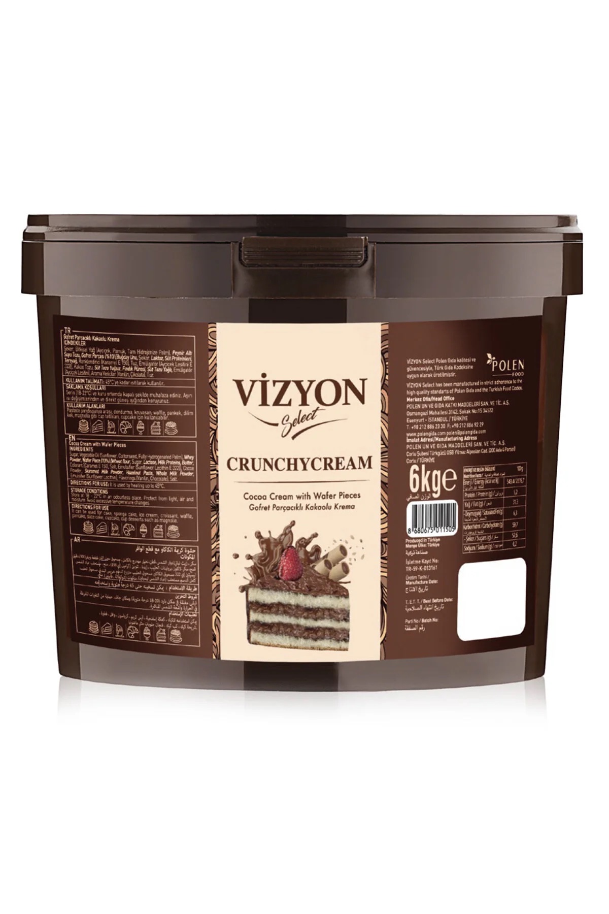 Vizyon Gofret Parçacıklı Kakaolu Krema 6 Kg