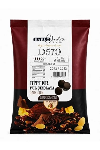 Barlo Chocolate Premium Bitter Pul Çikolata 2,5 Kg (%57)