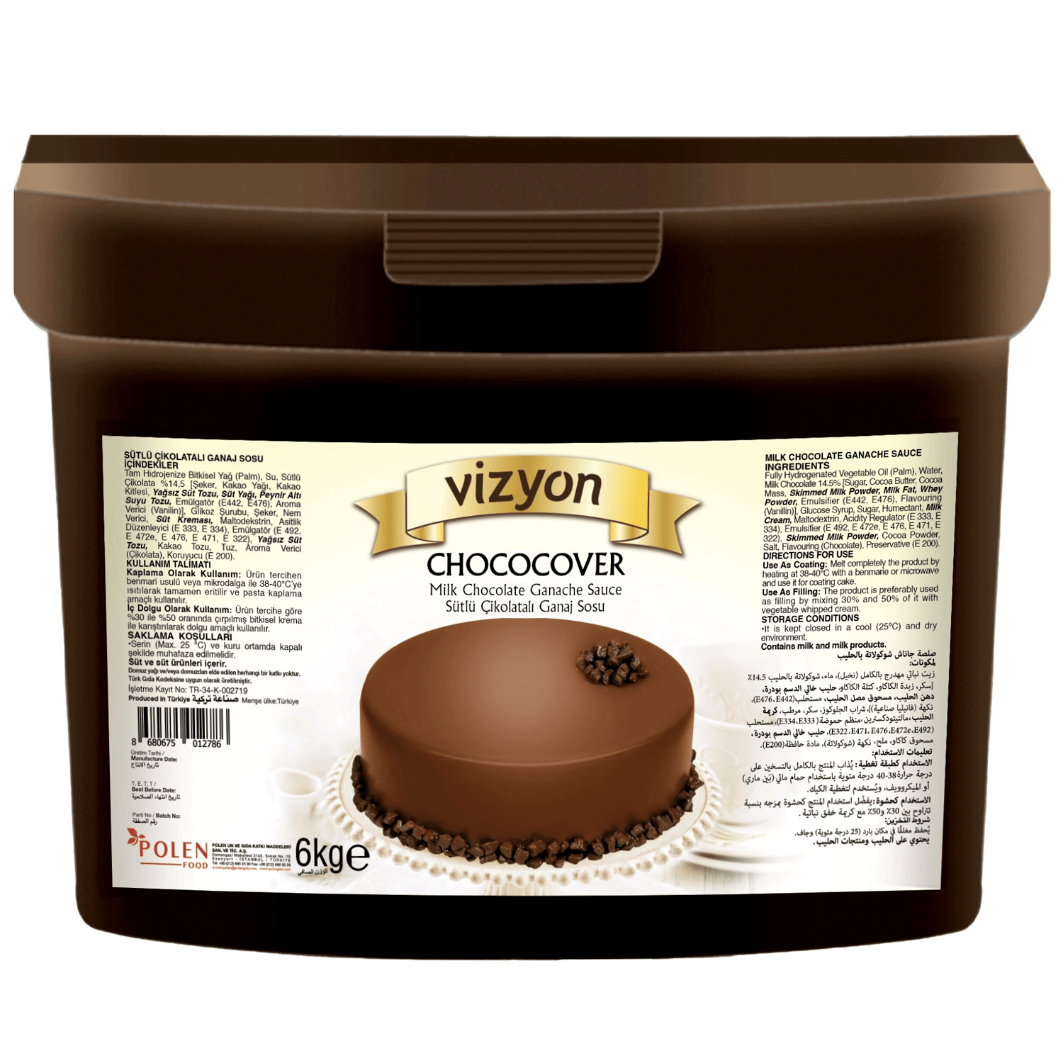 Vizyon Sütlü Çikolatalı Ganaj Sosu 6 kg