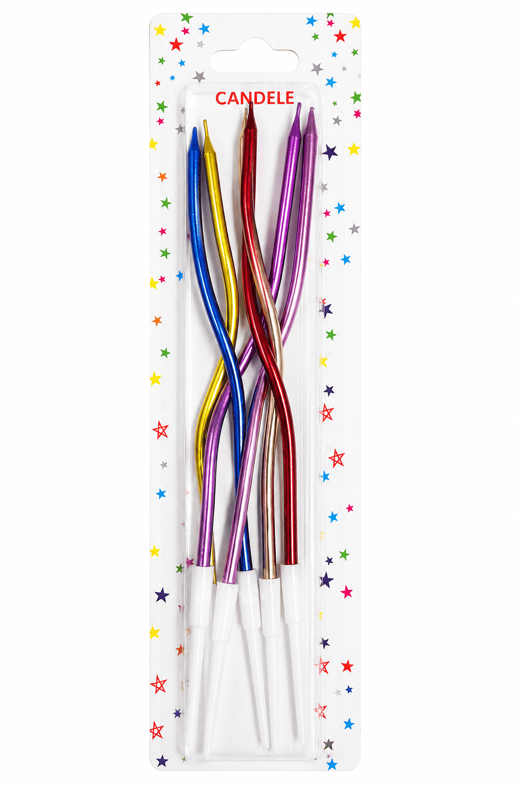 6'lı Kıvrımlı Mum Karışık Renkli Pasta Mumu