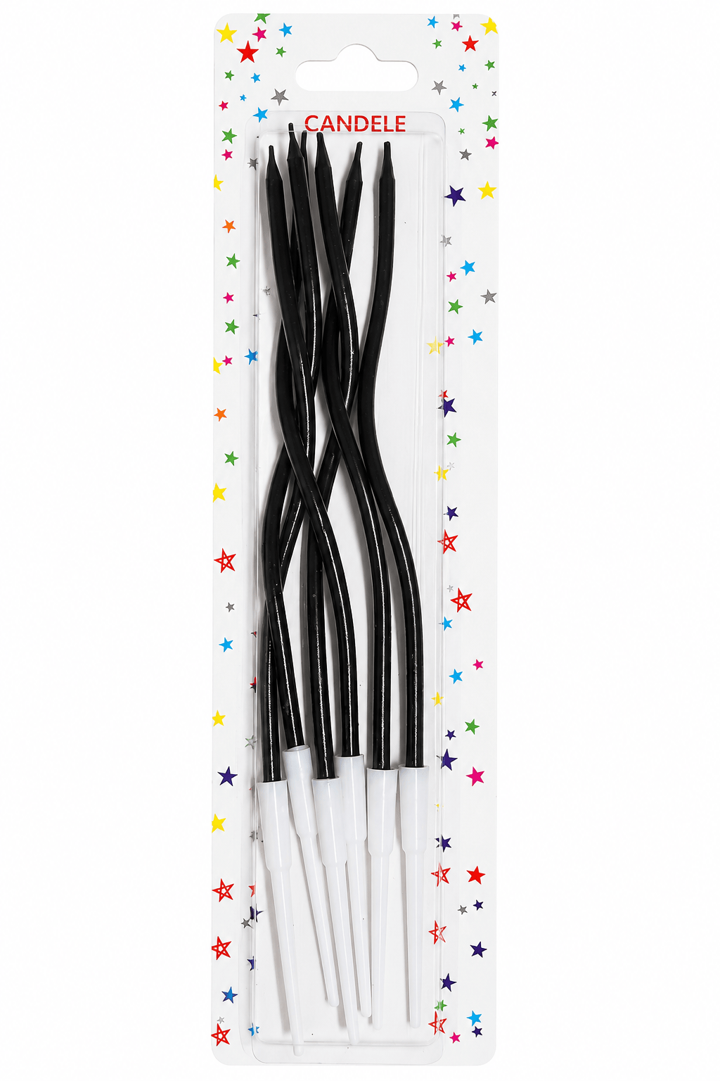 6'lı Kıvrımlı Mum Siyah Pasta Mumu