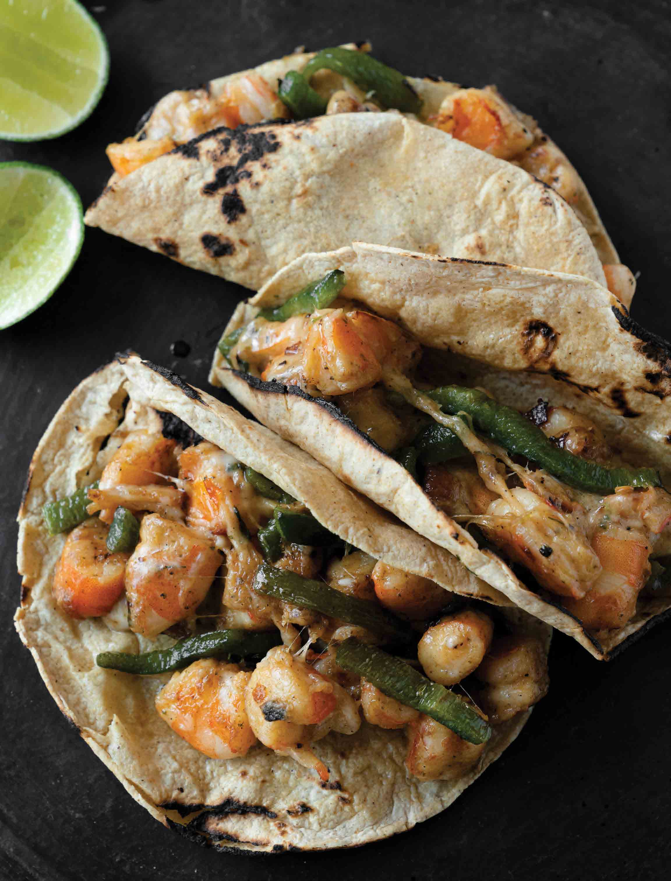 Tacos Gobernador de Camarón con Queso (Estilo Los Arcos) MESA SANA