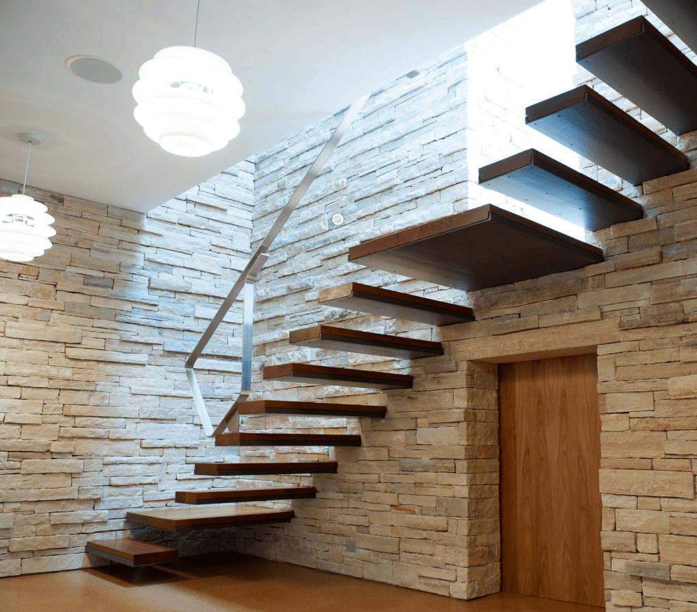Floating Staircase with glass railing