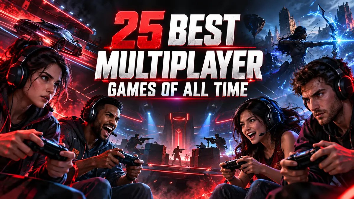 25 best multiplayer games of all time with gamers competing in a cinematic gaming arena.