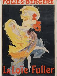 Poster for the Folies-Bergere with dancer lois fuller in a yellow dress