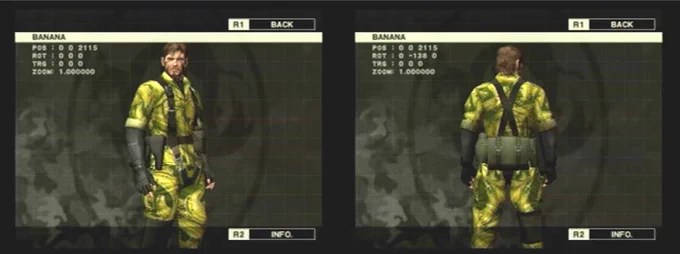 Snake’s banana-print camouflage in Metal Gear Solid Delta