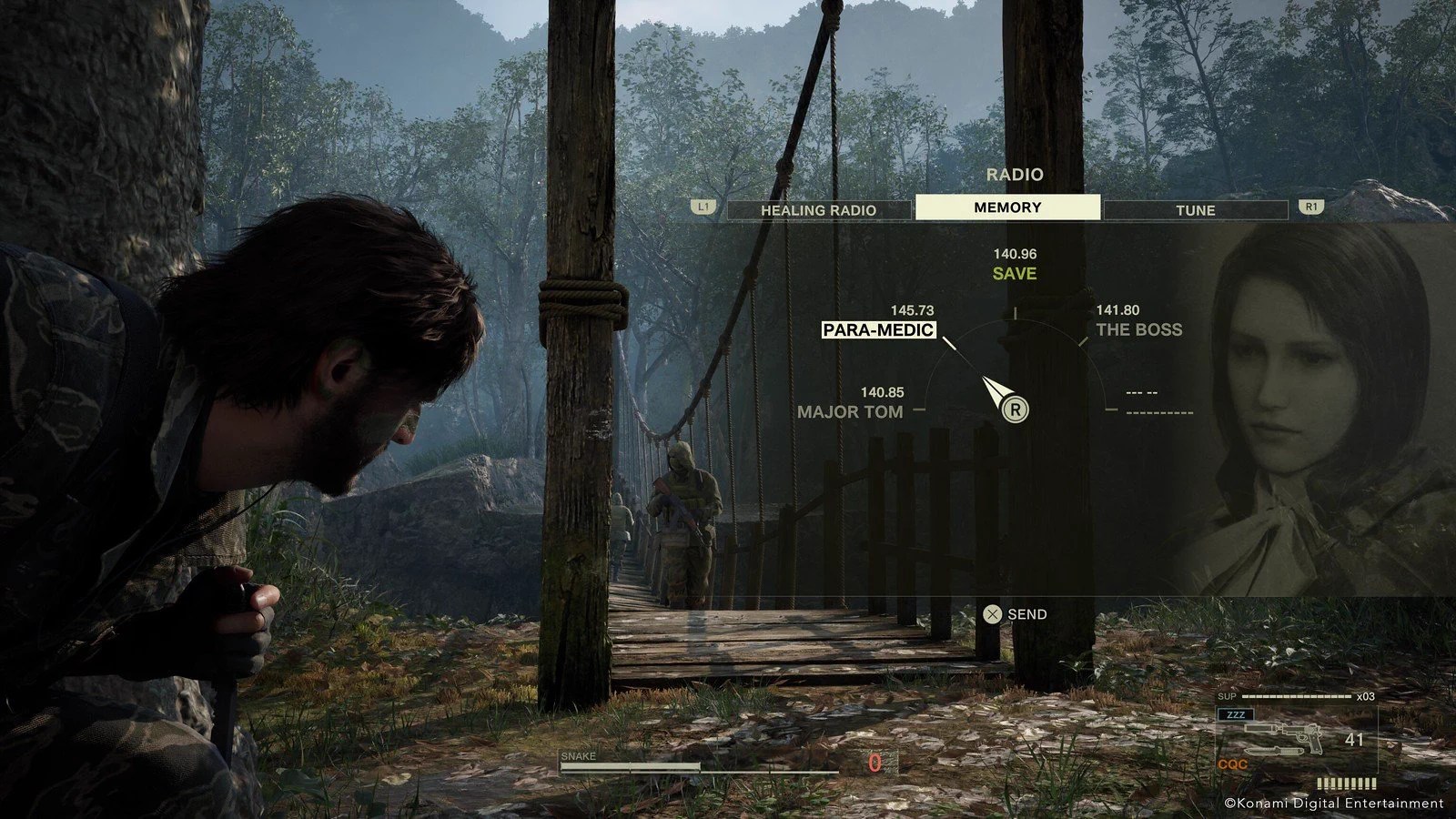 Metal Gear Solid Delta Codec screen and quick menu