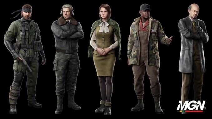 Official Metal Gear Solid Delta character renders of Snake, Major Zero, Para-Medic, SIGINT and Sokolov