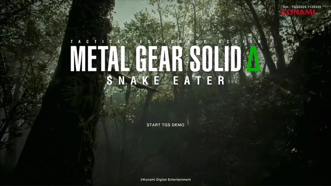 Metal Gear Solid Delta’s jungle title screen from TGS 2024