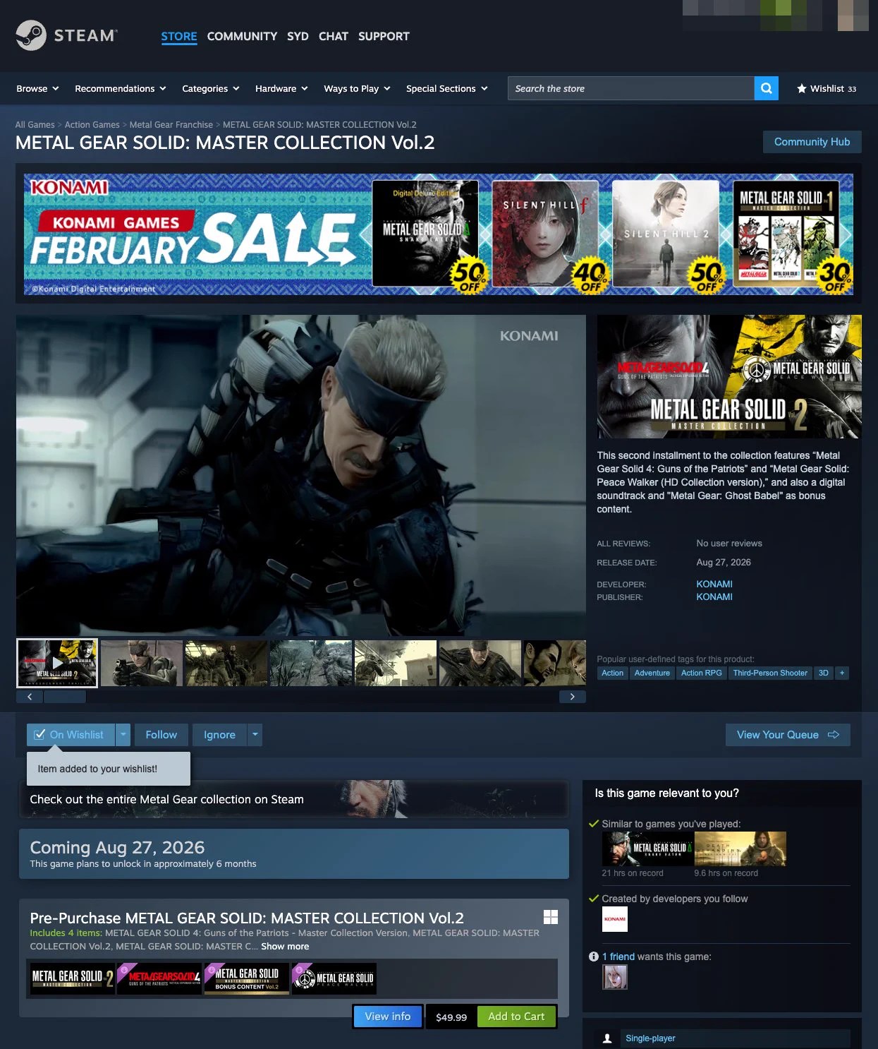 Master Collection Vol. 2 Steam preorder listing