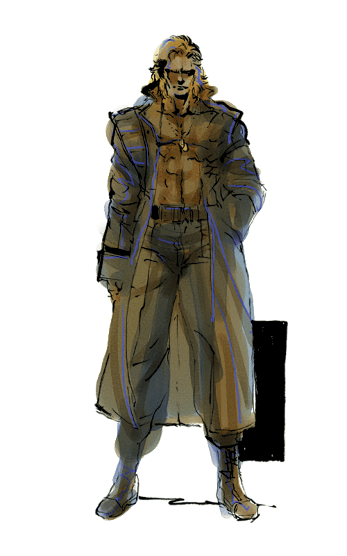Liquid Snake, original full-body character artwork by Yoji Shinkawa