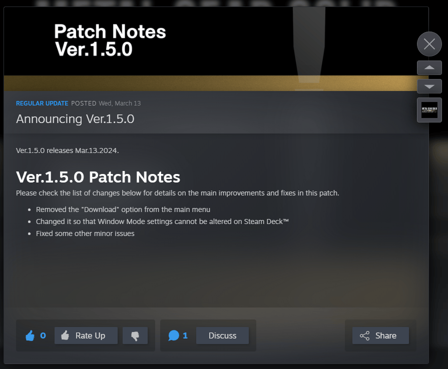 Steam version 1.5.0 patch notes — image 3