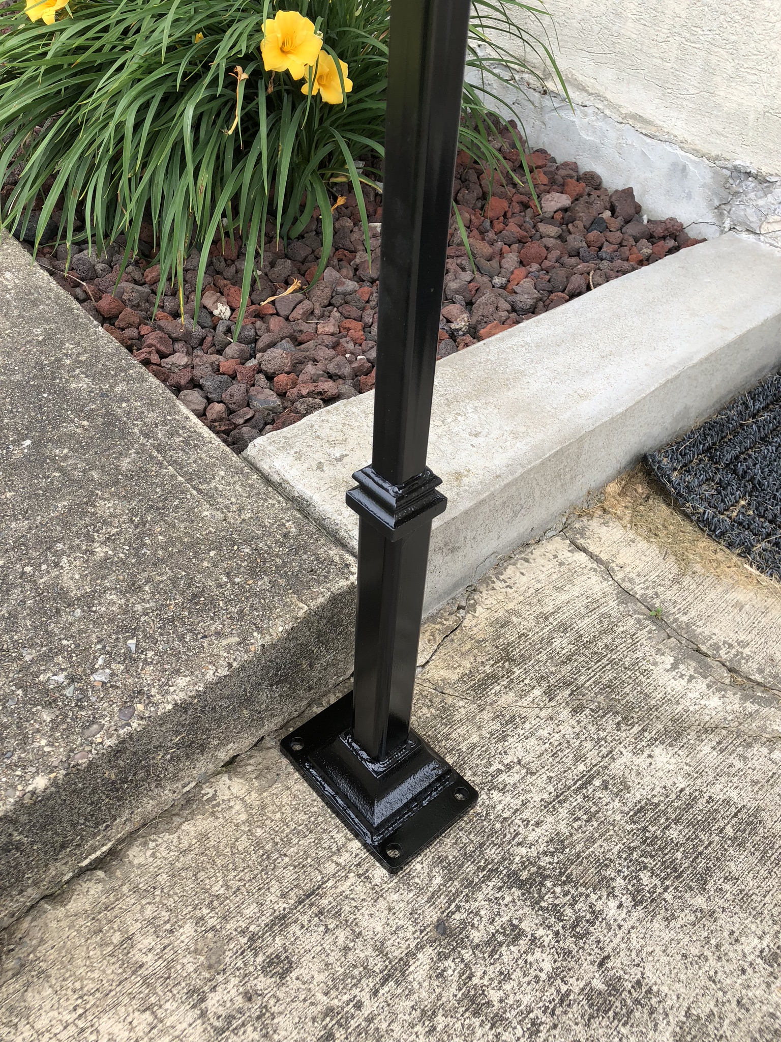 Standard Single Post Flat Bar Top Hand Rail 1 or 2 step railing for