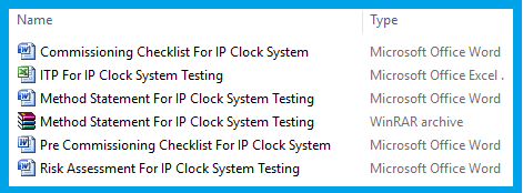 Method Statement For IP Clock System Testing & Commissioning