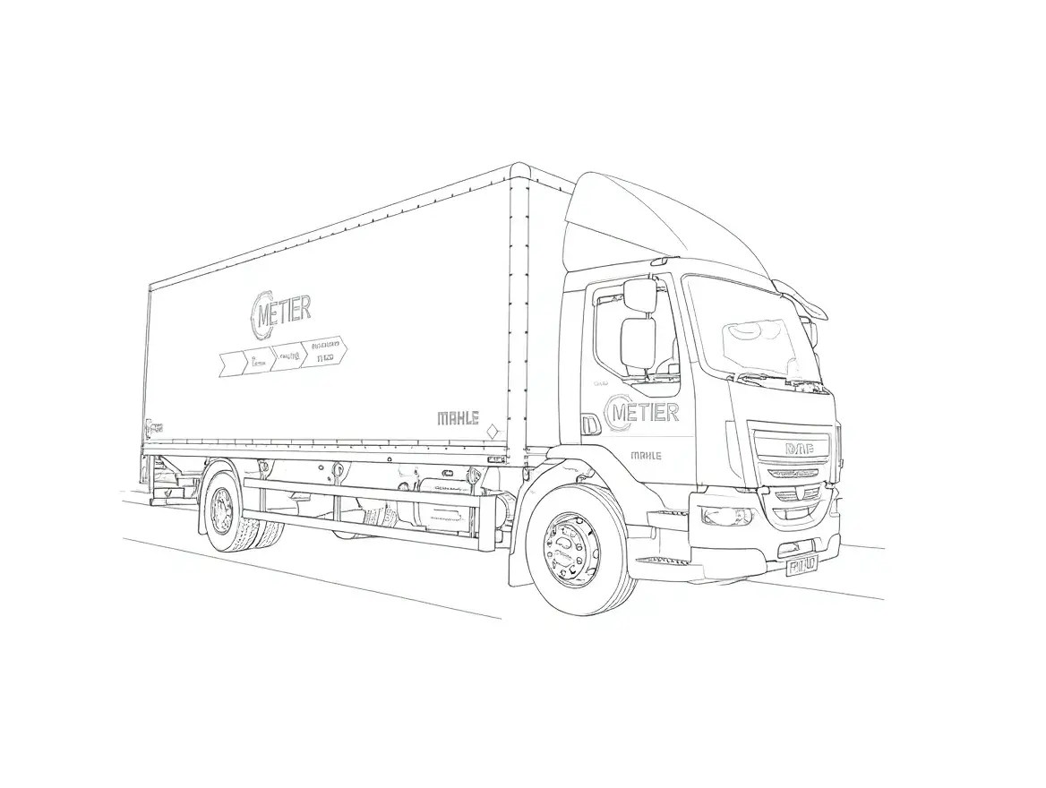 Line drawing of the Metier H2 ICE (hydrogen refuelled) truck