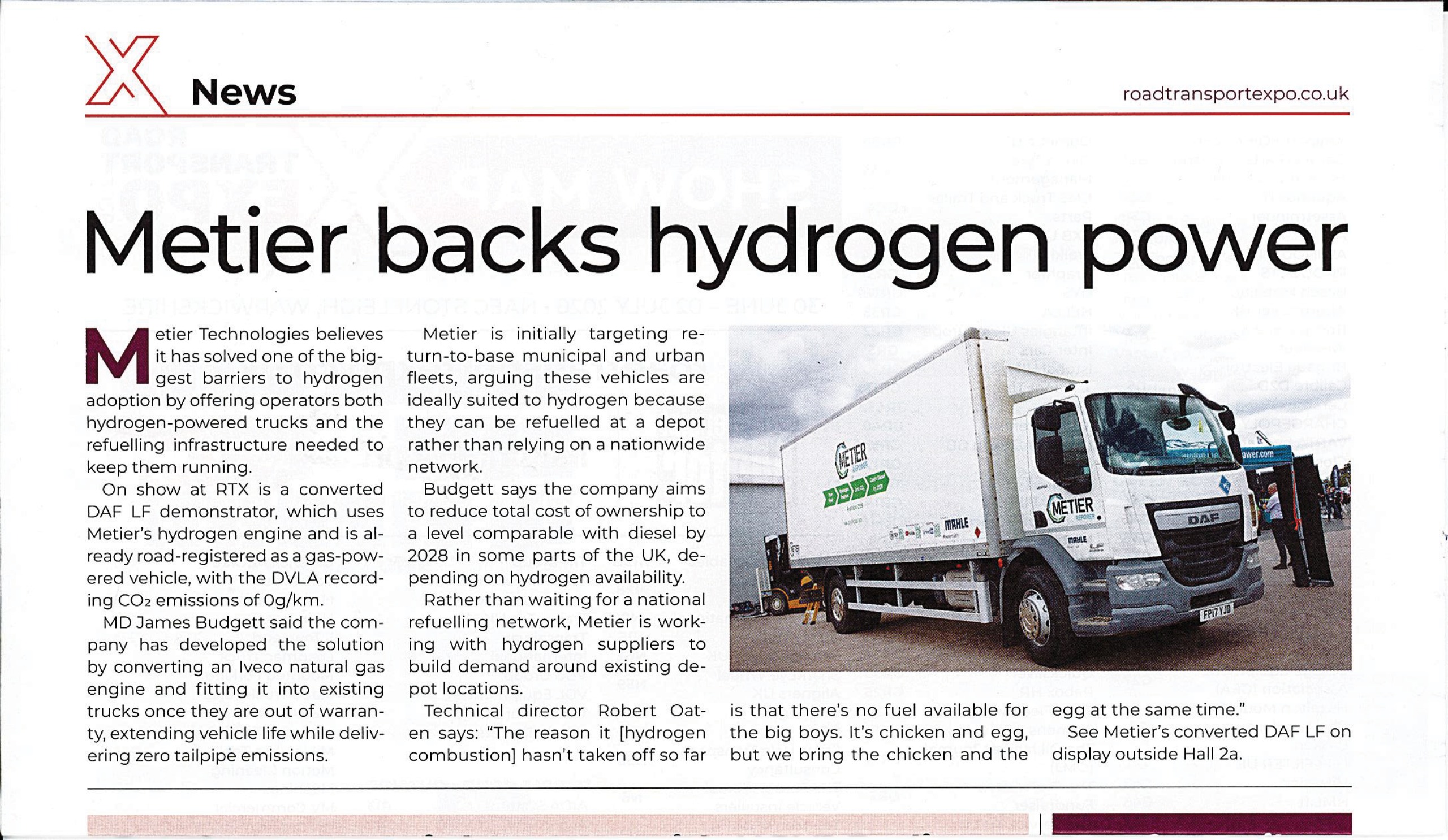 Metier-Beitrag auf der Road Transport Expo – Daily News 2026