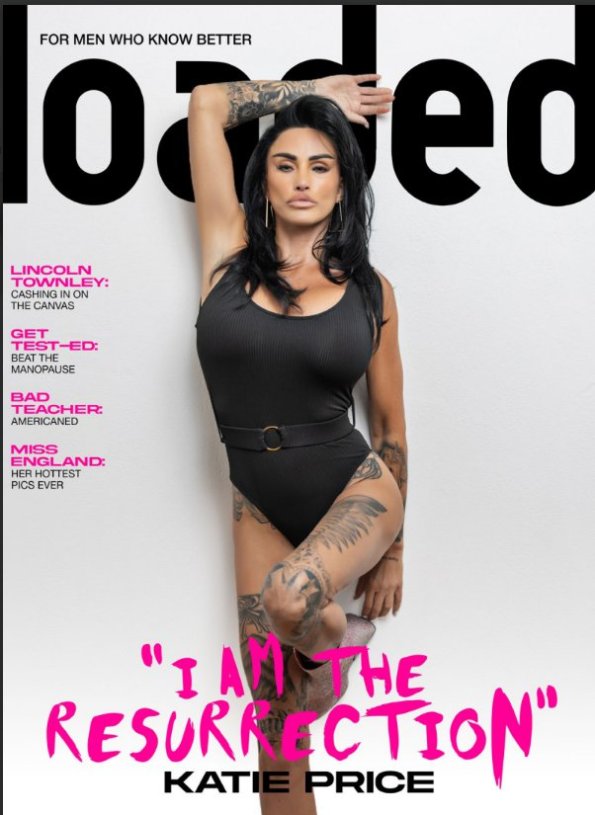 Katie talked about how nostalgic her return to the magazine is (Pictured: Loaded Magazine) Katie Price Loaded Magazine