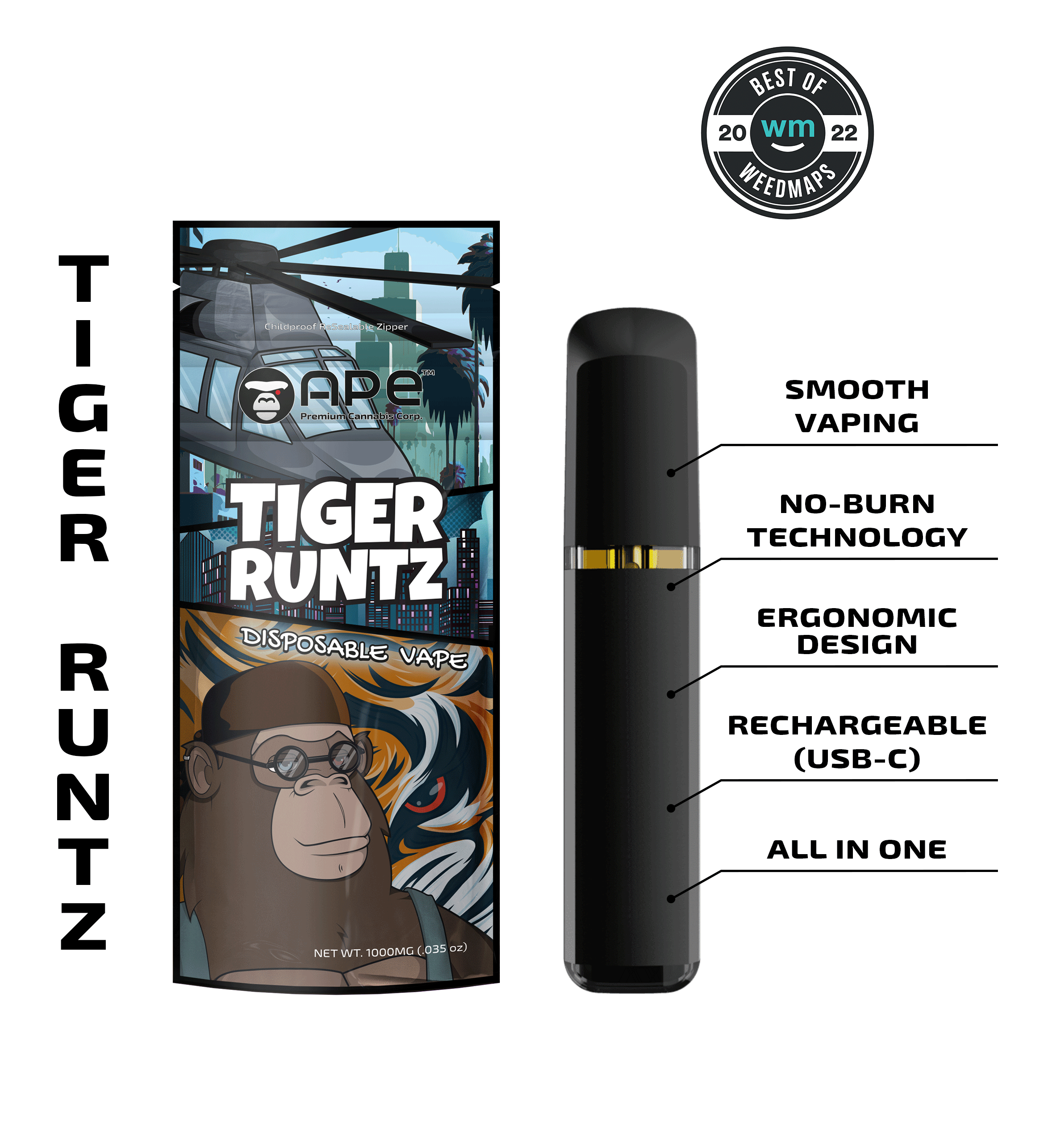 APE Tiger Runtz — 1g Live Resin Disposable Vape