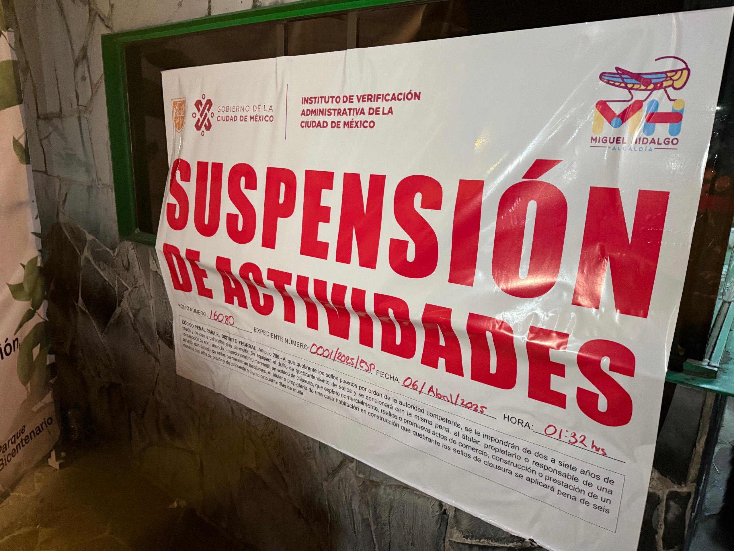 Suspenden parque bicentenario