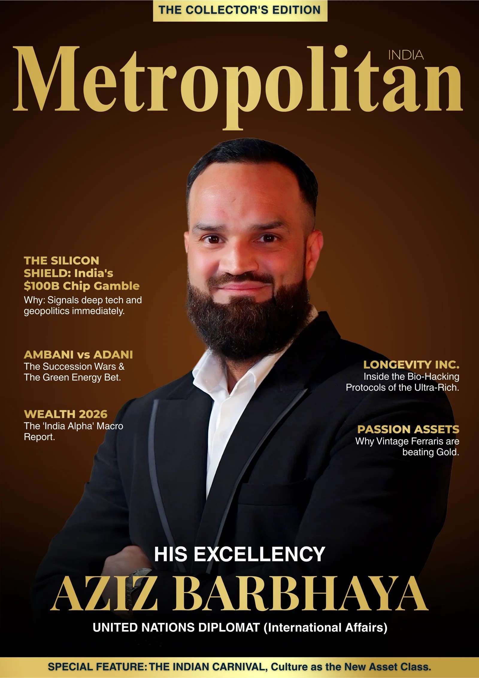Metropolitan India Vol 2 Issue 2 cover featuring Aziz Barbhaya.