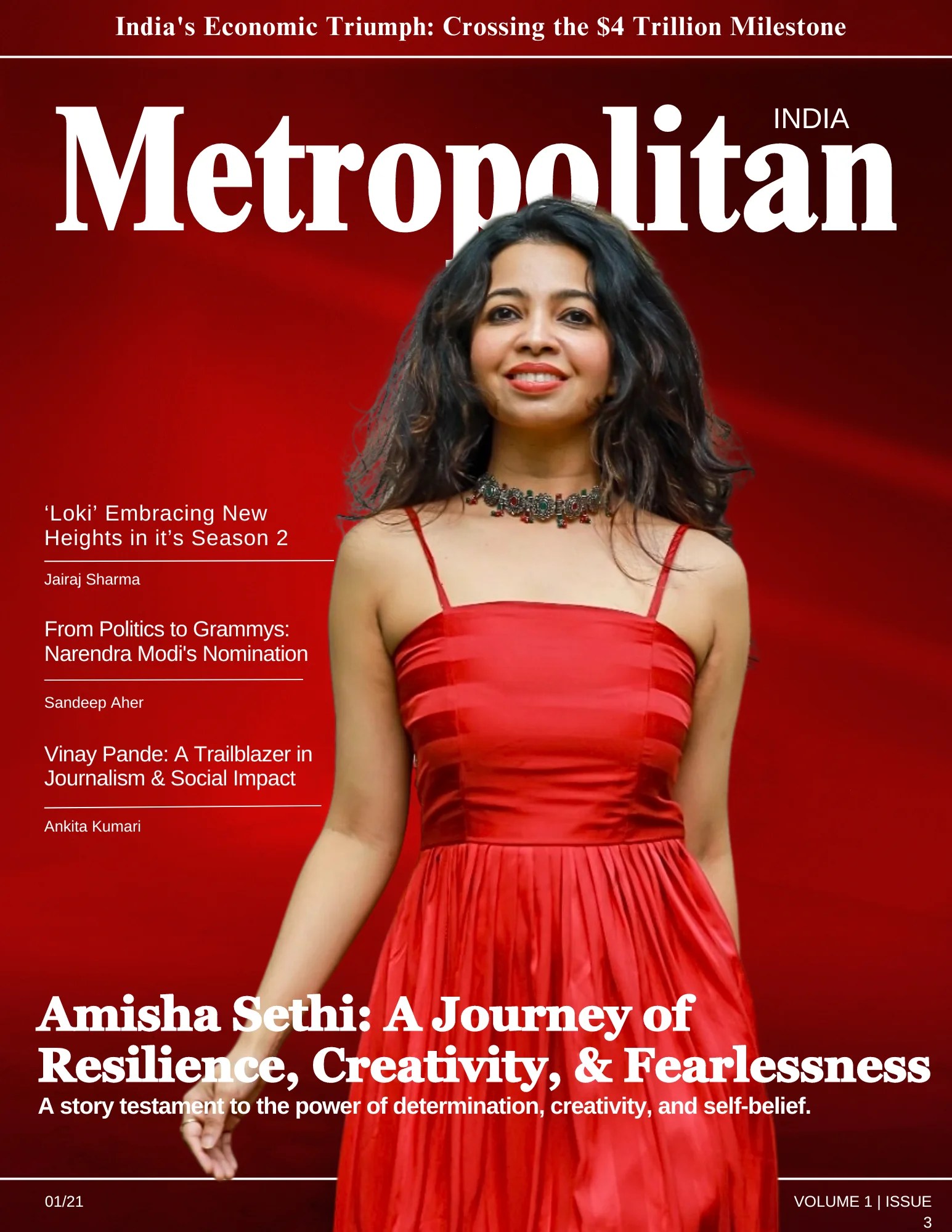 The Metropolitan Vol 1 Issue 3 cover featuring Amisha Sethi.