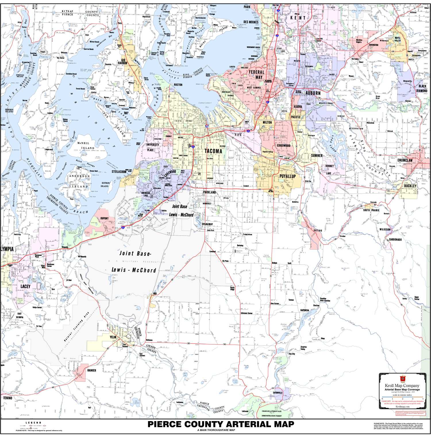Pierce County Arterial Map Metsker Maps KRO Pierce County Metro 
