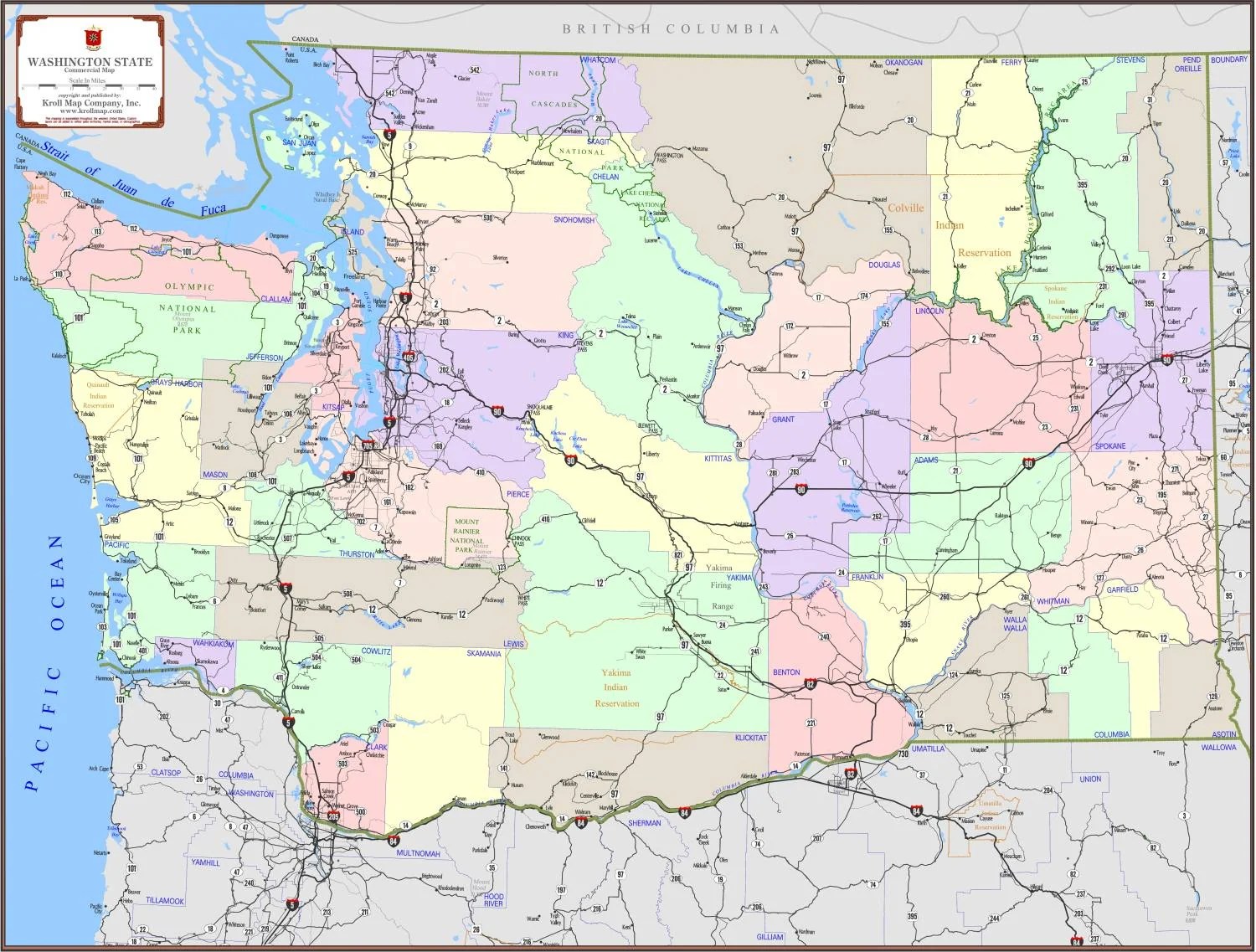 Washington State Maps Metsker Maps Kroll Washington State 2020 Commercial Map 