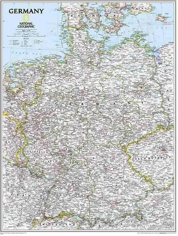 Germany Wall Map By National Geographic Metsker Maps National Geographic