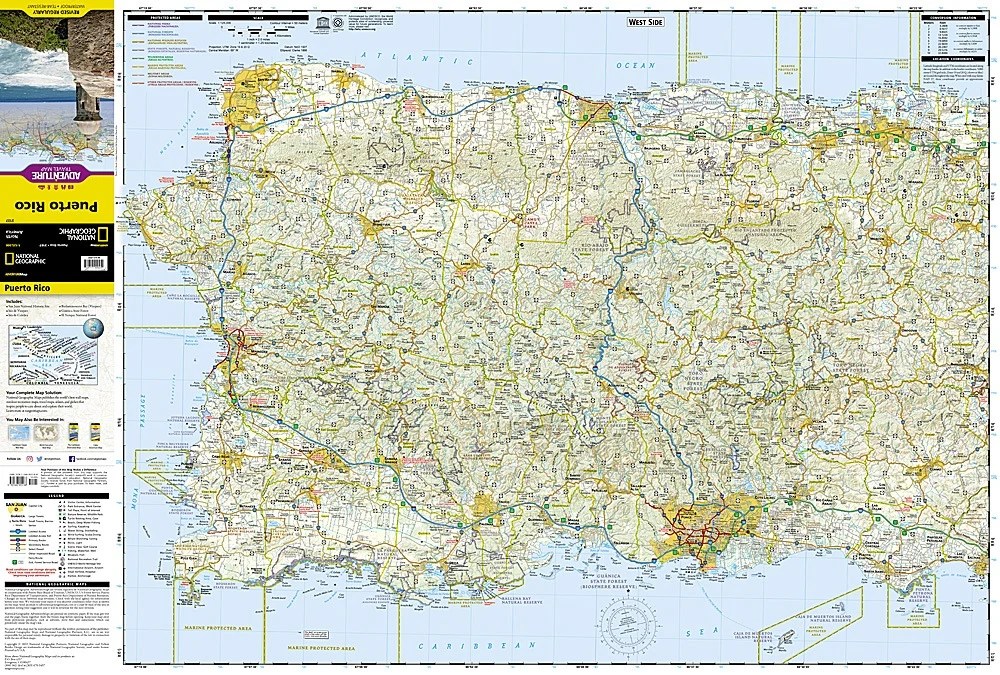 Puerto Rico Adventure Travel Map By National Geographic Metsker Maps Puerto Rico AdvMap NGS WestMap 