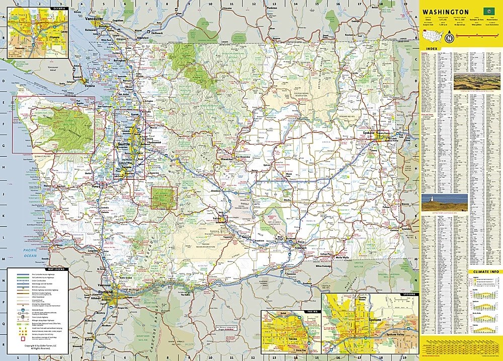 Washington State Maps Metsker Maps Washington Guide Map NGS Map 