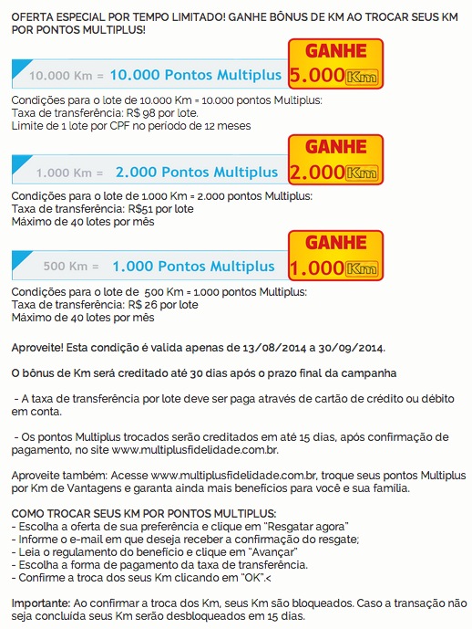 KM de Vantagens oferece b?nus nas transfer?ncias para o Multiplus ...