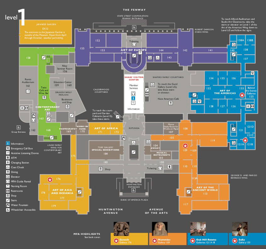 Floorplans Museum Of Fine Arts Boston Mfa Map Level1 