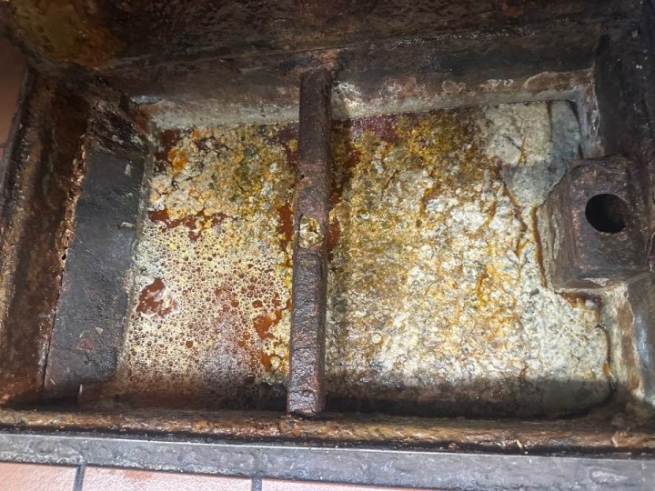 Hayward grease trap before cleaning