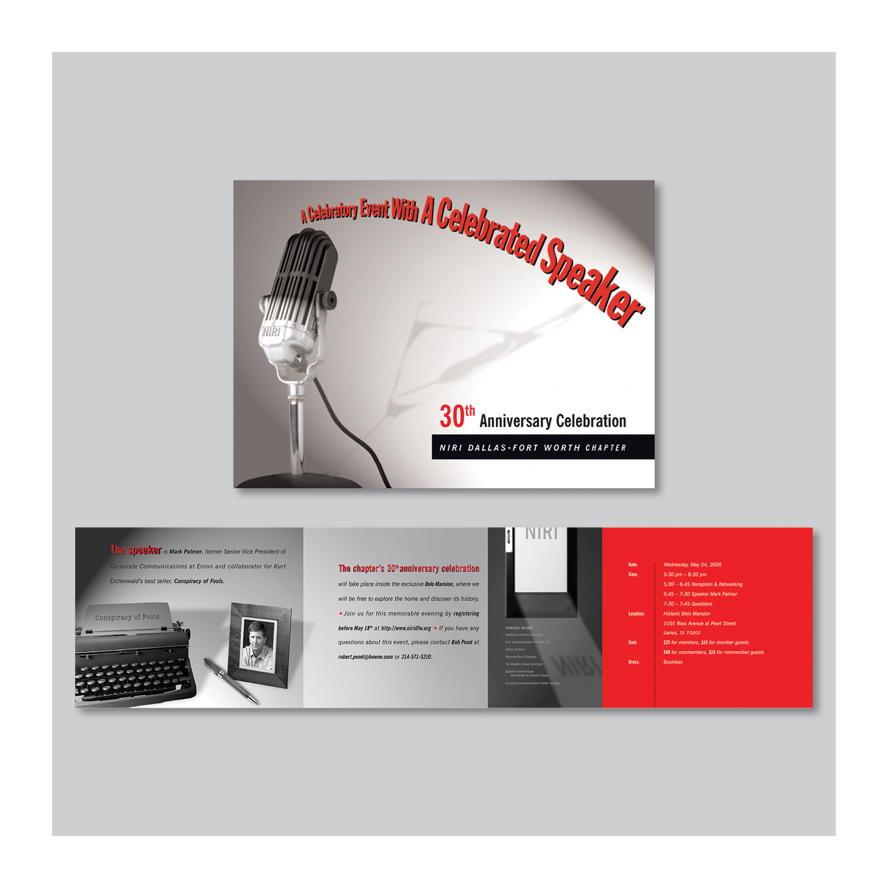 NIRI DFW "A Celebratory Event With A Celebrated Speaker" event invitation mailer