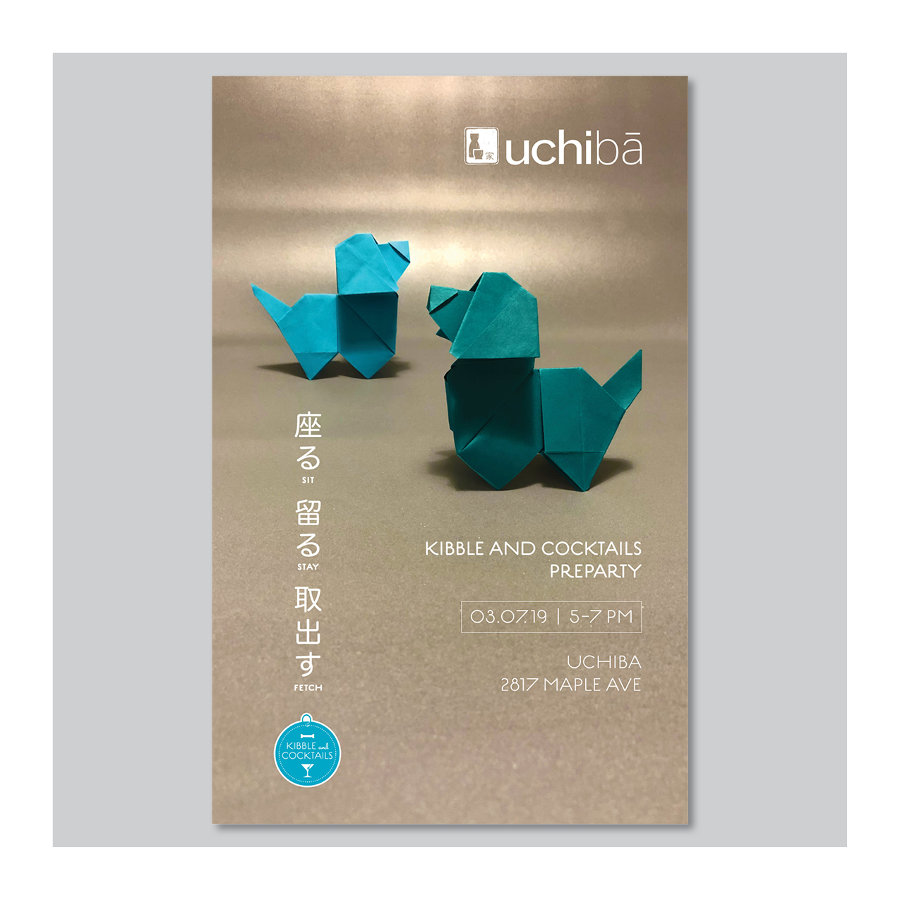 Pre-party poster for Kibble and Cocktails