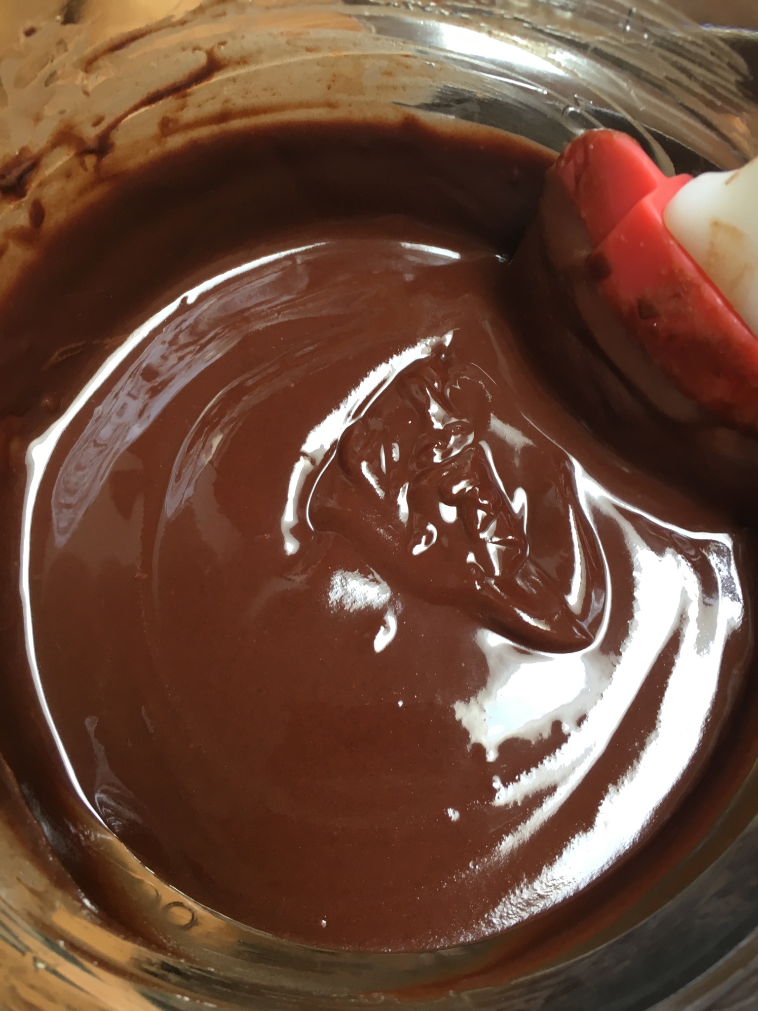 Melted chocolate ready to mix in!