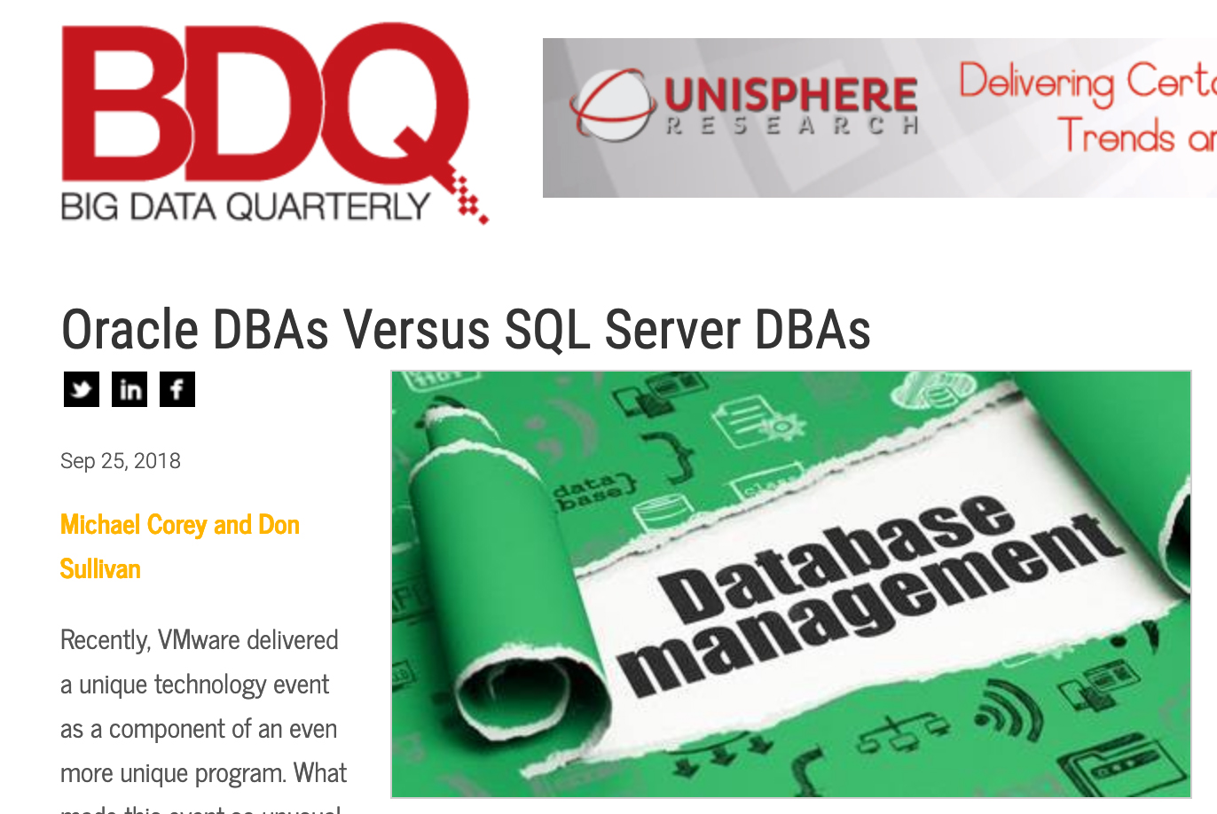 Oracle DBAs Versus SQL Server DBAs