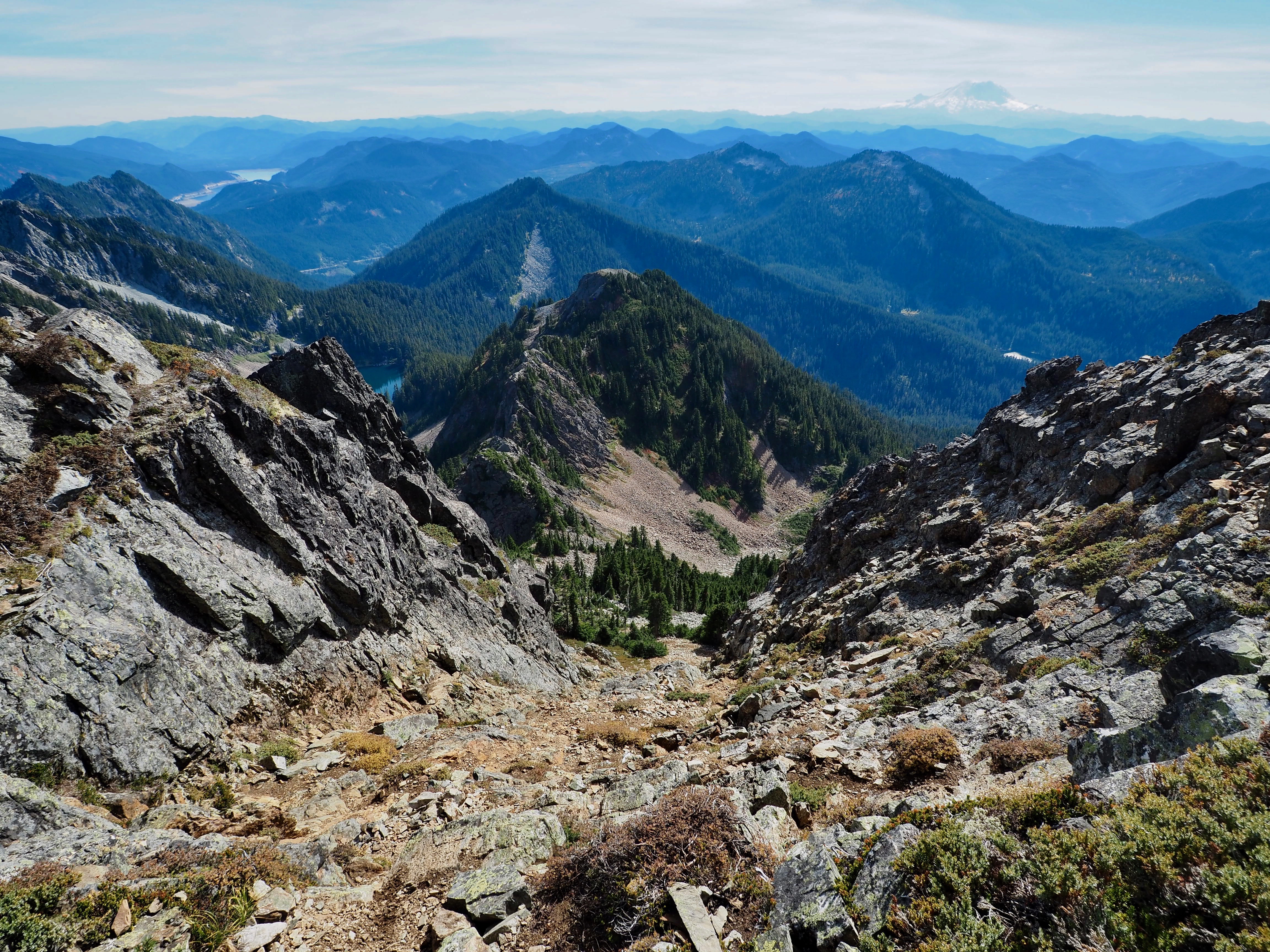 Looking south down the summit gully