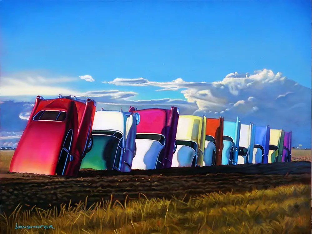 Cadillac Ranch painting by Longhofer