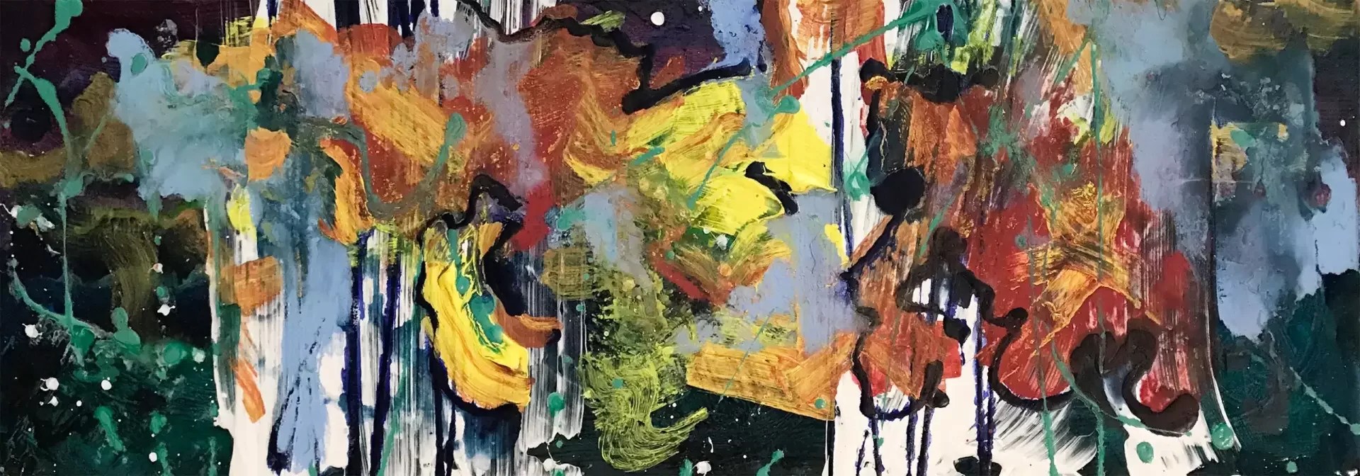 Title: Earth and Sky Style: Abstract Expressionism, Type: Original Painting, Media: Acrylic Paint, Size: 10" W x 30" L x 2" Deep, Ground: Gallery Wrapped Canvas, Dripped Edges, Artist: Michael Longhofer