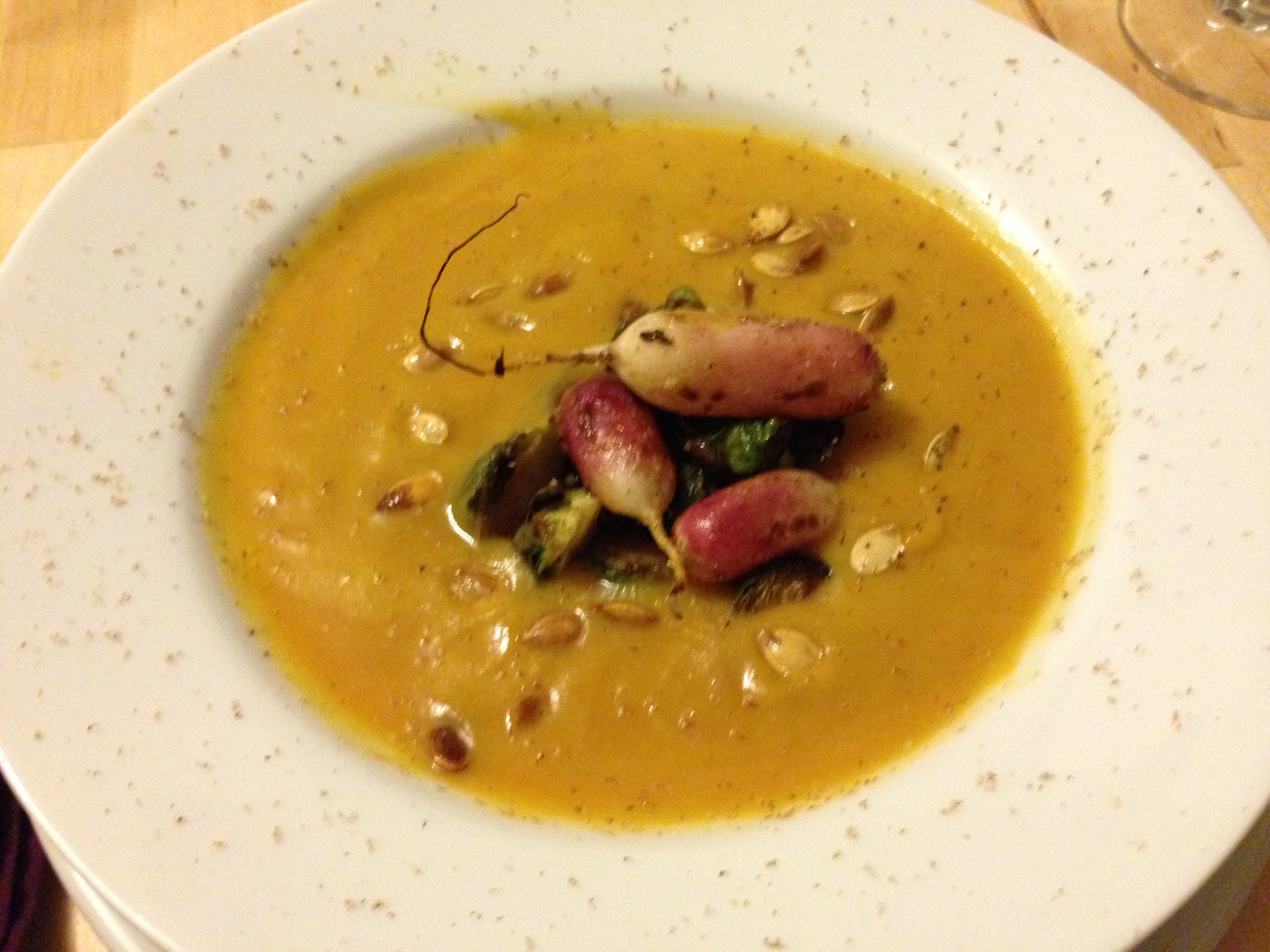 Squash soup with radishes