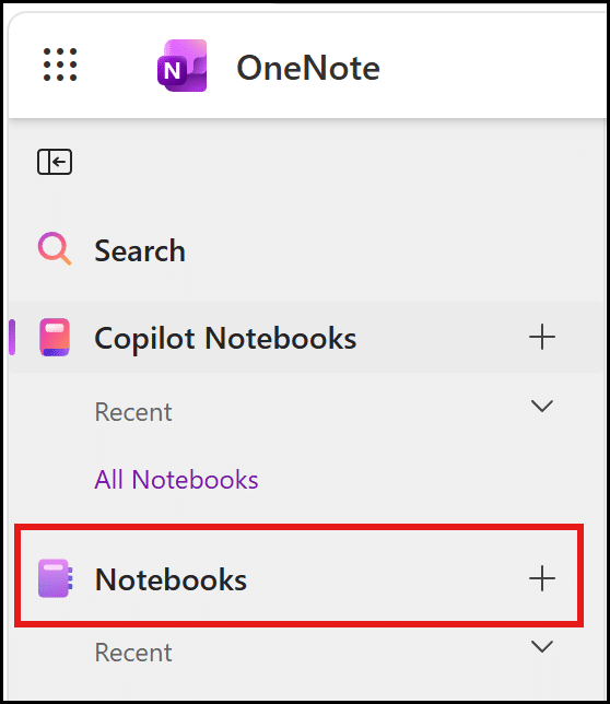 Creating a new notebook in OneNote on the web