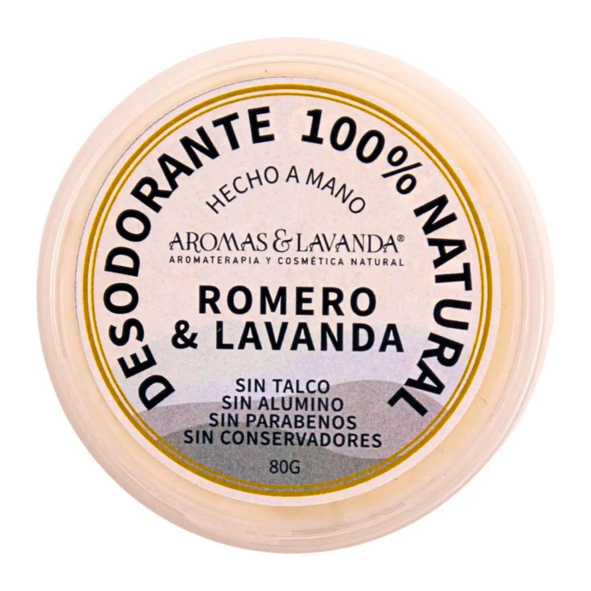 Desodorante 100 % Natural Aromas y Lavanda Romero y Lavanda 80 g