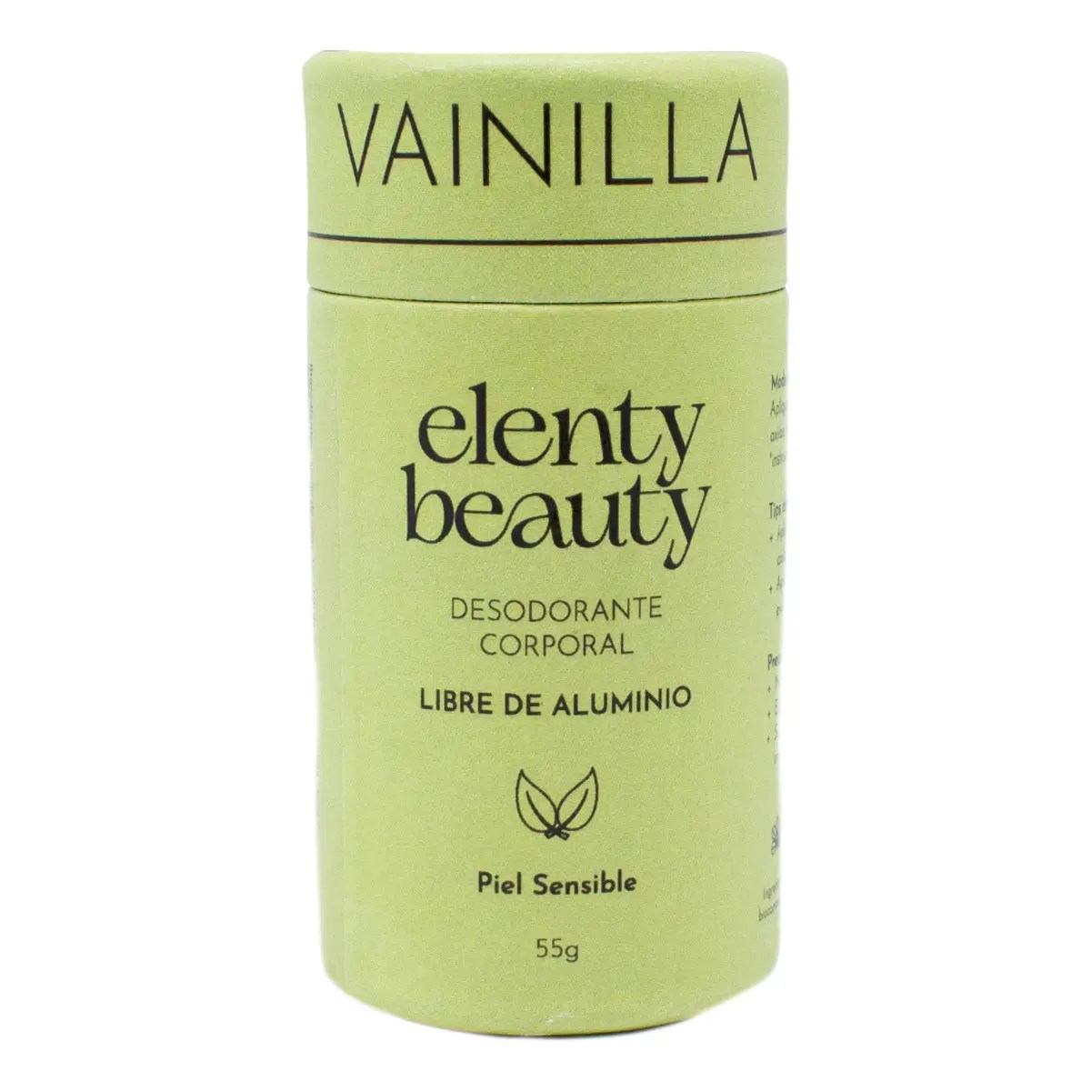 Desodorante Corporal Olor Vainilla Elenty Beauty para Piel Sensible Libre de Aluminio 55 g