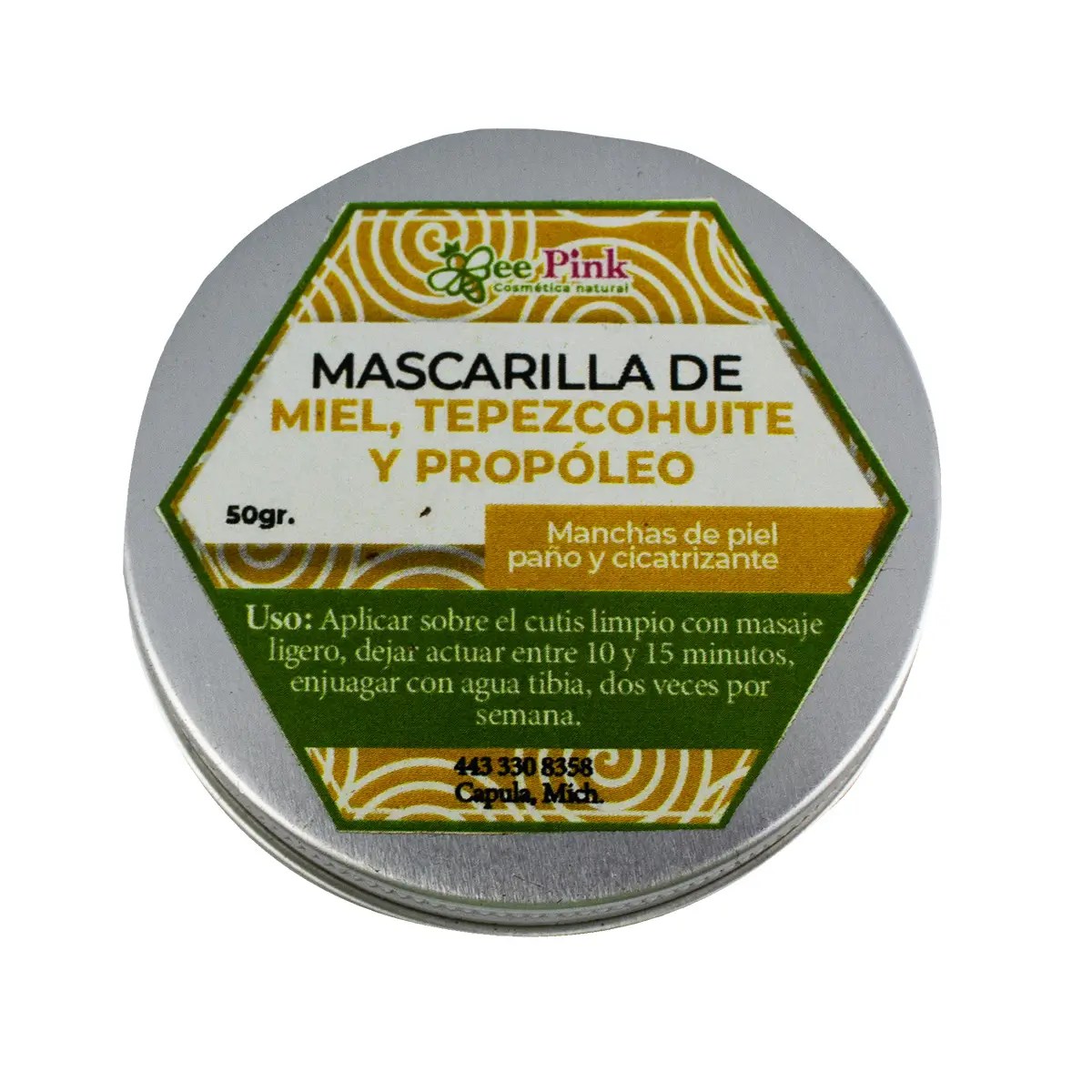 Mascarilla de Miel, Tepezcohuite y Propóleo Ápicola Celda Real 50 g