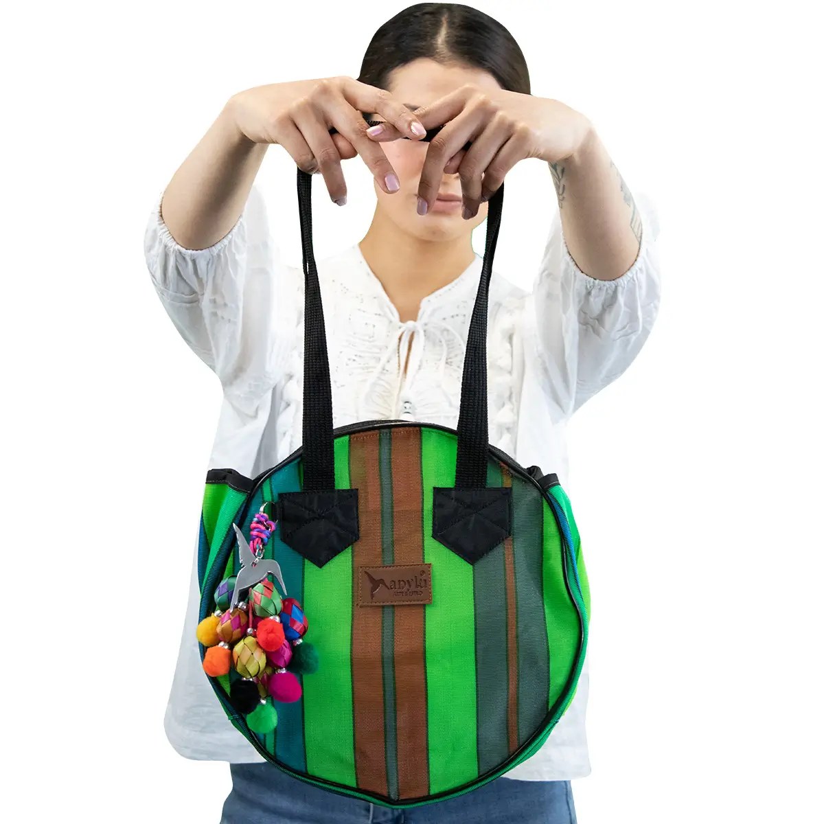 Bolsa Verde Colorida Para Dama Anylu Arte Y Estilo Redonda
