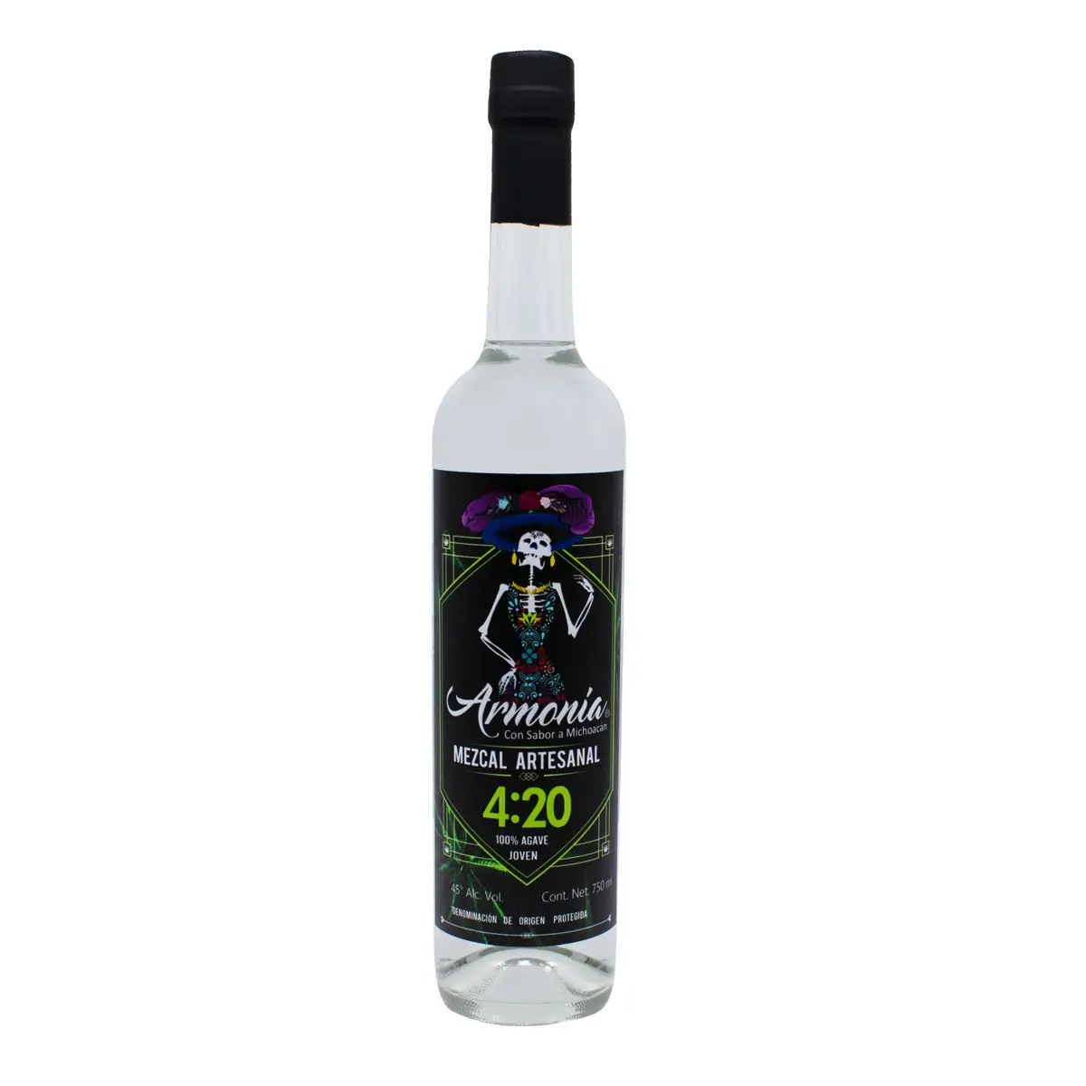 Mezcal Artesanal Joven 100% Agave 4:20 Mezcal Armonía 750 ml.