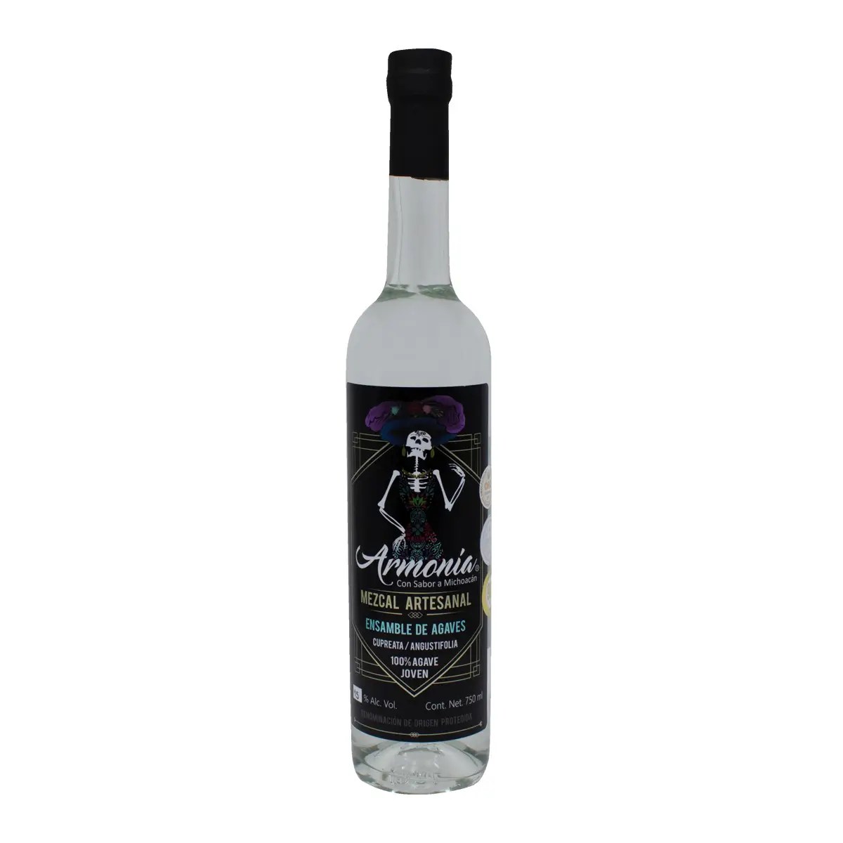 Mezcal Artesanal Esamble de Agaves Cupreata Angustifolia Mezcal Armonía 750 ml.